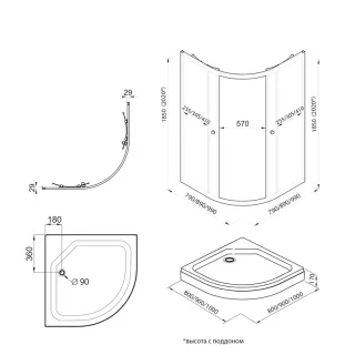 Душевой уголок Triton Альфа -Голд  Щ0000073922 90x90 см профиль золото стекло прозрачное